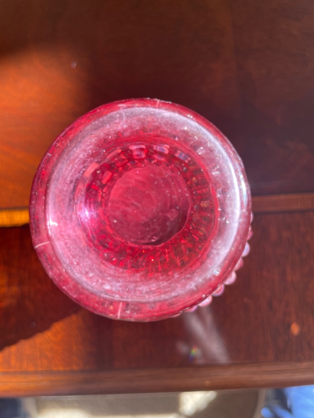 Fenton Cranberry Opalescent mini bud vase - Picture 4 of 7